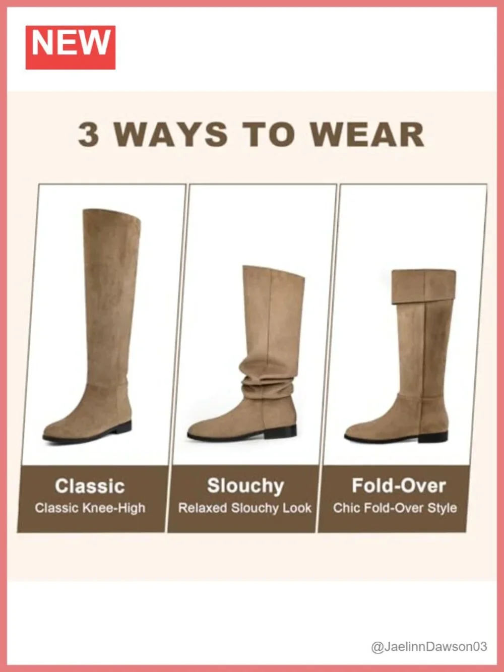 Women's 3-Way Wear Suede Knee High Boots Convertible Fold Over Slouchy Comfort